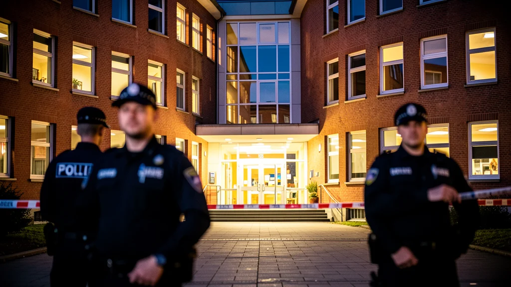 Symbolbild: Polizeibeamte vor einem Berliner Schulgebäude