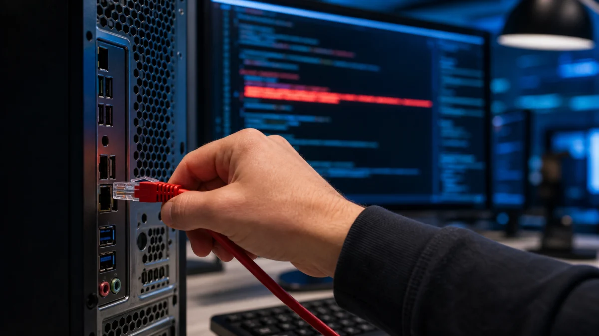 Symbolbild: Nach einem Schadcode-Alarm wird ein Computer vom Netzwerk getrennt