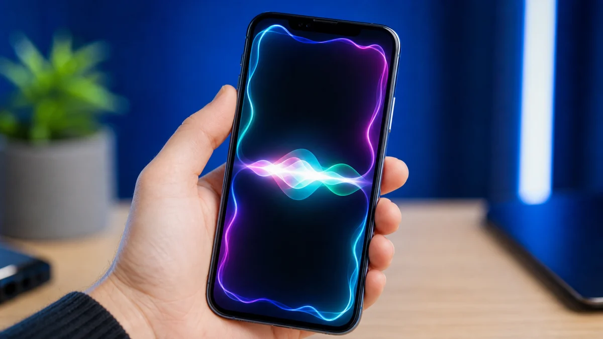 Symbolbild: Smartphone mit leuchtender Sprachassistenten-Anzeige