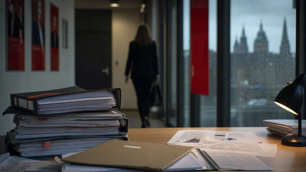Aktenstapel in einem Büro als Symbol für die Fördergeld-Affäre in Hannover