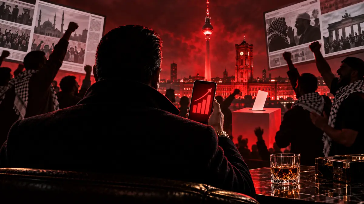 KI-generiertes Symbolbild zum gefeierten Wahlsieg der Linken in Berlin