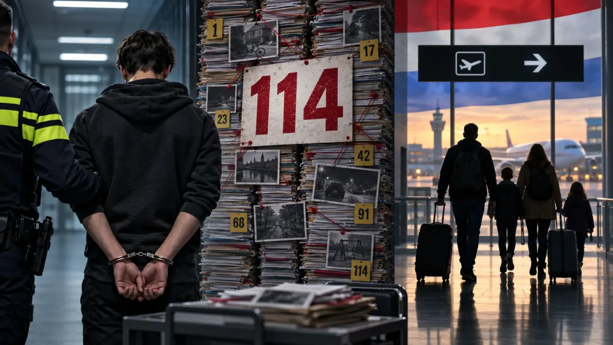 Festgenommener vor 114 Polizeiakten und eine Familie am niederländischen Flughafen